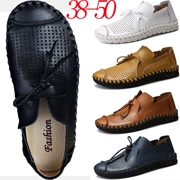 Mùa hè cực lớn giày da thường 45 all black thoáng khí 46 da thật 47 vỗ béo 48 nới rộng 49 giày nam size lớn 50