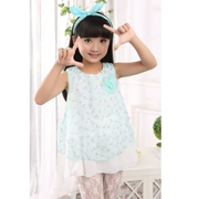 2018 Hàn Quốc phiên bản của trẻ em lớn của quần áo mùa hè t-shirt cô gái ngắn tay không tay T-Shirt vest búp bê áo sơ mi voan shirt dress