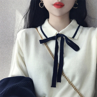 Mùa thu và mùa đông phụ nữ Hàn Quốc phiên bản của lỏng cung áo len ve áo trùm đầu ngọt ngào dài tay áo len sinh viên cơ sở áo sơ mi áo len nữ hàng hiệu