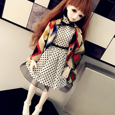 taobao agent [Branci] BJD SD doll clothes 6 points, 4 points, 3 points, sweater cardigan dot skirt set 2017
