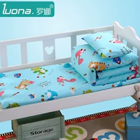 Mẫu giáo chăn ba mảnh cotton nap giường nhỏ trẻ em quilt cover bộ đồ giường bé bông lõi sáu bộ ga trải giường cho bé gái	