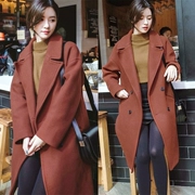Thời trang Hàn Quốc áo len gió trong phần dài lỏng áo len lớn ve áo mùa thu và mùa đông khí chất quần áo của phụ nữ - Áo Hàn Quốc
