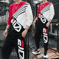Bộ quần áo nam đẹp trai 2019 đầu thu bình thường phù hợp với phiên bản Hàn Quốc của xu hướng hoang dã hai mảnh sinh viên thương hiệu mùa thu - Bộ đồ shop quần áo nam