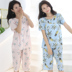 Bông lụa đồ ngủ mùa hè của phụ nữ ngắn tay phù hợp với lỏng phần mỏng dễ thương kích thước lớn cotton lụa dịch vụ nhà nhân tạo bông điều hòa không khí phù hợp với Bộ Pajama