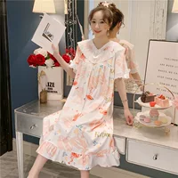 Đồ ngủ mùa hè mỏng phần cotton phụ nữ mang thai mùa hè kích thước lớn váy dài mắt cá chân lỏng lẻo phần dài sinh viên ngọt ngào đồ ngủ mùa thu - Đêm đầm váy ngủ đẹp