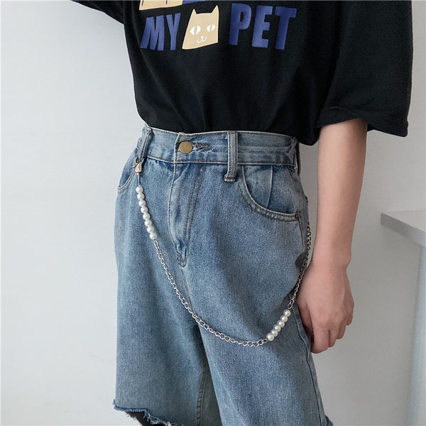 Цепь из жемчуга, штаны, цепочка, брендовый летний аксессуар подходит для мужчин и женщин в стиле хип-хоп, в стиле панк