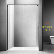 Другие душевые кабины на заказ 无下轨淋浴隔断窄边框滑门下沉式缓冲不锈钢枪灰钢化玻璃干湿分离
