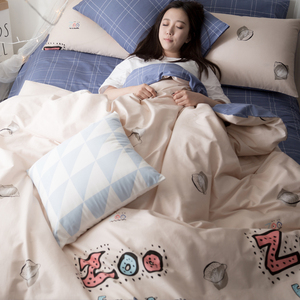 Zuoya nhà dệt bốn mảnh cotton Hàn Quốc bông đơn giản 1.5 m khăn trải giường quilt cover 1.8 m bedding set of 4 chăn ga