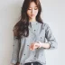 Phiên bản Hàn Quốc của áo sơ mi nữ rộng rãi 2019 mùa xuân và mùa thu mới của phụ nữ cửa hàng ol là cotton mỏng và áo sơ mi dài tay đơn giản đi lại - Áo sơ mi áo sơ mi bó dài tay nữ Áo sơ mi
