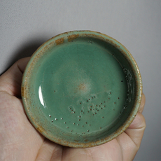 чашка 清代绿釉窑变茶盏小酒杯品茗杯压手杯子 古董老物件古玩瓷器保真s