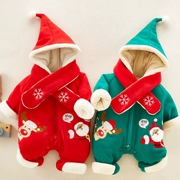 Quần áo Giáng sinh cho bé Quần áo thủy triều Cáp Nhĩ Tân mùa thu và mùa đông dày cộng với quần áo cashmere sơ sinh ra khỏi áo
