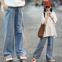 Детские летние штаны, тонкие джинсы, в корейском стиле, в западном стиле, коллекция 2021, свободный прямой крой