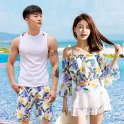 Cặp đôi người mẫu đi biển quần short Hàn Quốc 2019 mới hè hè màu đỏ gợi cảm cao co giãn phù hợp với bộ đồ bơi - Vài đồ bơi