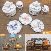 Đồ trang trí nhỏ gốm sáng tạo đồ chơi trẻ em chơi nhà nhựa nhỏ Kung Fu bộ trà khay trà ấm trà đặt - Trà sứ