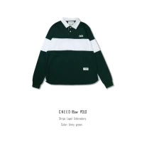 CNEED18AW Áo sơ mi cộc tay retro Nhật Bản rộng rãi có sọc thêu ve áo dài tay áo polo ralph lauren