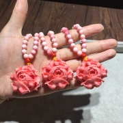 Vỏ hồng tự nhiên Indonesia ba vòng đeo tay chuỗi vòng cổ áo len với hạt hoa mẫu đơn