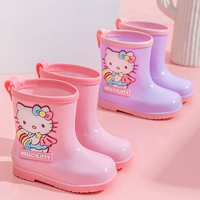 Hello kitty, детский дождевик, мультяшная детская обувь, нескользящие сапоги для школьников из ПВХ, средней длины