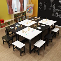 Tranh bàn học khâu trắng họp kết hợp sơn bàn mẫu giáo bàn ghế nhân viên trẻ em bàn nghệ thuật - Nội thất giảng dạy tại trường ghế giáo viên