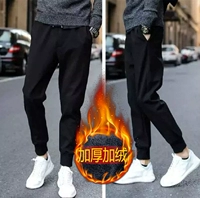 Phiên bản Hàn Quốc của quần thể thao mùa thu và mùa đông Đôi chân nam quần mỏng giản dị cộng với quần nhung dày quần harem rộng với cashmere quần áo nam hàng hiệu