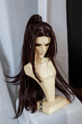 taobao agent BJD styling wig [Tibetan sword] 43 -point uncle's costume knight knights high ponytail brown black