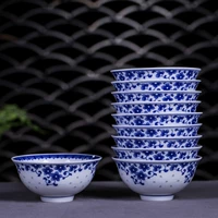 Jingdezhen bát cơm men xanh và trắng 10 bộ đồ ăn gia đình gốm sứ Trung Quốc để ăn bát - Đồ ăn tối khay gỗ đựng thức ăn