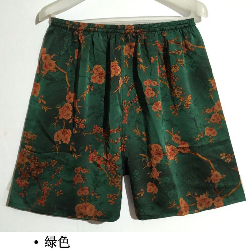 Greenreal silk shorts male summer Thin Pyjamas female Home Furnishing Half pants easy mulberry silk flower Beach pants Big size Large underpants
