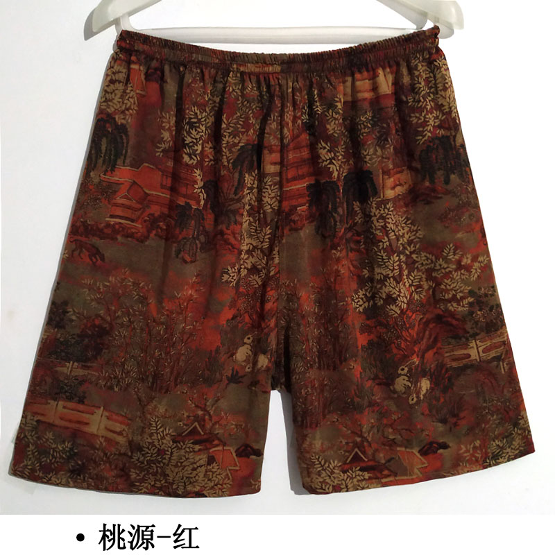 Taoyuan Redreal silk shorts male summer Thin Pyjamas female Home Furnishing Half pants easy mulberry silk flower Beach pants Big size Large underpants