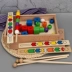 Montessori dạy học mầm non trợ trí tuệ giáo dục đồ chơi trẻ 1-3-4 tuổi đính cườm ba cơ thể sáu màu Bead Box Đồ chơi bằng gỗ