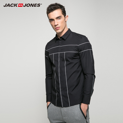 JackJones Jack Jones Cotton điểm cổ áo bù đắp dài tay áo C | 217105503 áo sơ mi tay ngắn nam Áo