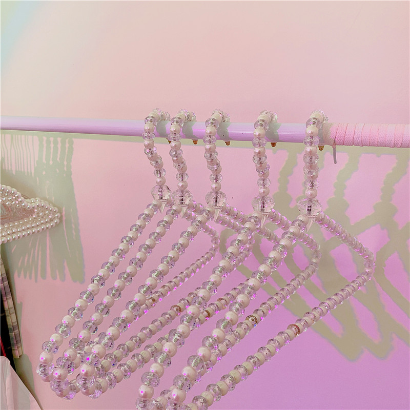 Crystal Pearl Hangerins crystal Flash drill dream coat hanger Clothing support Plastic transparent Cloakroom Pearl coat hanger Drying clothes Xian'er Clothes hanger