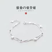 Cat bracelet s925 sterling bạc cô gái vòng tay phiên bản Hàn Quốc Ngọt ngào và đơn giản, đa năng Nhật Bản và hộp quà tặng bạn gái