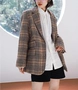 Mùa thu đông 2018 mới của phụ nữ phiên bản Hàn Quốc của áo khoác kẻ sọc ngắn retro blazer len hoang dã - Áo Hàn Quốc áo dạ ngắn hàn quốc