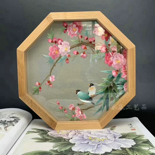 SU Embroidery Swing Pure ручная вышивка Suzhou Embroidery Products Octagon Windows сцены с двойной вышивкой экраны китайский стиль китайский стиль