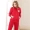 [Mã phá vỡ 钜 惠] Bộ đồ ngủ mùa thu và mùa đông tiêu chuẩn của Mỹ dành cho phụ nữ đan xen dài tay ấm áp có thể được mặc bên ngoài dịch vụ gia đình màu đỏ đồ bộ mặc nhà