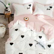 Giặt bông bốn mảnh cotton siêu mềm bông quilt công chúa gió mùa hè 1,2m 1,8 m bộ đồ giường - Bộ đồ giường bốn mảnh