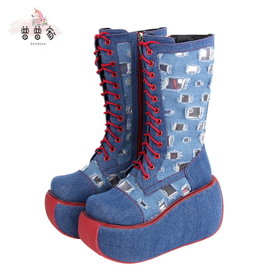 taobao agent Pupu's 2022 new product ultra -high -heeled hole girl pork skin puffy boots beggar women's boots 9609