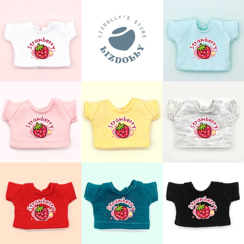 Printed T-shirt [Strawberry & 32]ob11 【 printing Short sleeve daily T-shirt 】 gsc Plastid Zhongbu bjd Baby Little cloth molly Meijie pig clothes