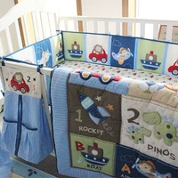 Хлопковый комплект для мальчиков, бортики, простыня, одеяло, постельные принадлежности, 4 предмета