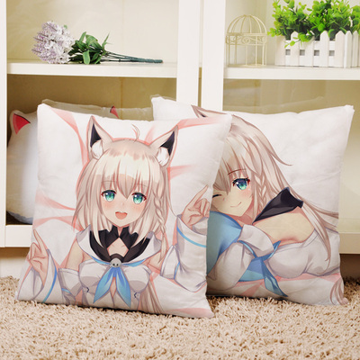 taobao agent Virtual vtuber blowing snow on white little fox anime custom pillow around the two-dimensional sofa pillow cushion