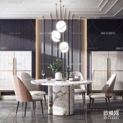 Mới Trung Quốc hiện đại bàn ăn gỗ rắn và ghế phòng ăn ánh sáng sang trọng tròn bàn ăn kết hợp biệt thự bàn ăn đồ nội thất tùy chỉnh 711111 - Nội thất văn phòng