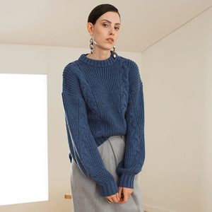 RLL hoài cổ áo len retro loạt một trong những linh hoạt dày ấm đa quá trình dài tay áo len ngắn