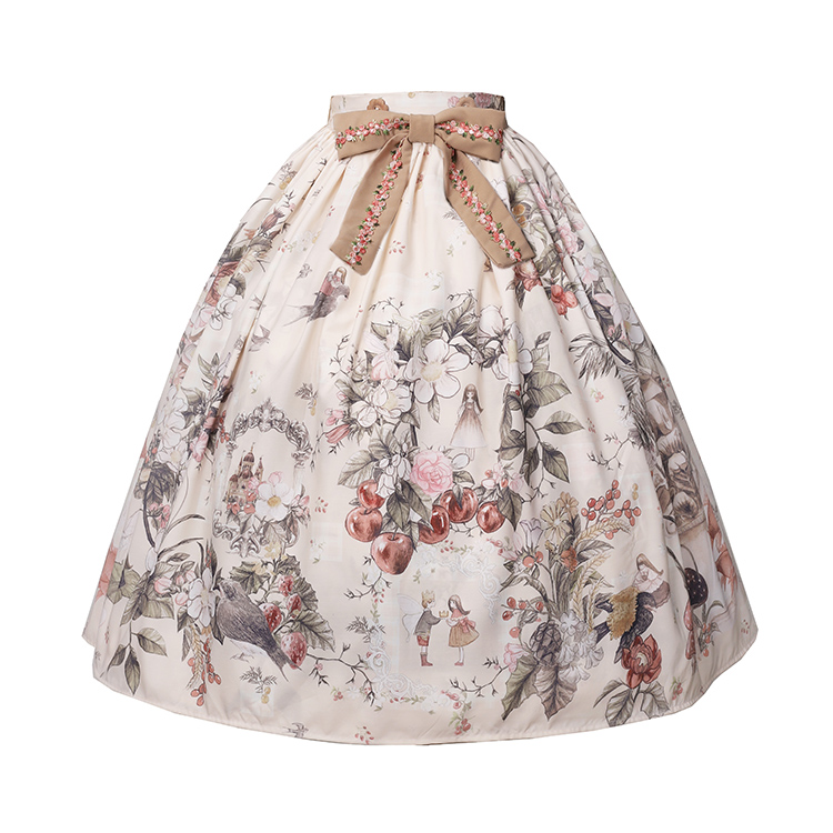 Long SkThumbelina balla deer grace petal pendulum cla system Watercolor lolita Oil Painting handle Detachable straps Half skirt