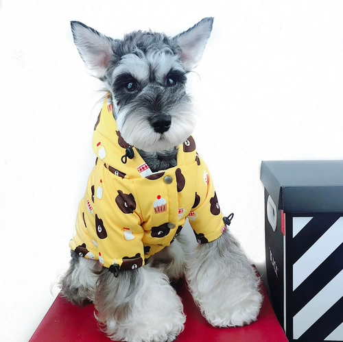 Модное брендовое утолщенное хлопковое пальто для домашних животных для маленьких и средних собак и кошек Teddy Schnauzer, снегозащитное, водонепроницаемое, теплое осеннее и зимнее пальто, одежда для собак