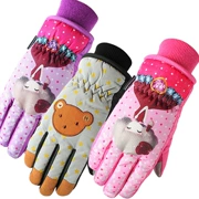 Găng tay ấm áp cho trẻ em Mùa đông trẻ năm ngón tay Găng tay trượt tuyết Phụ nữ có đệm lót không thấm nước - Găng tay