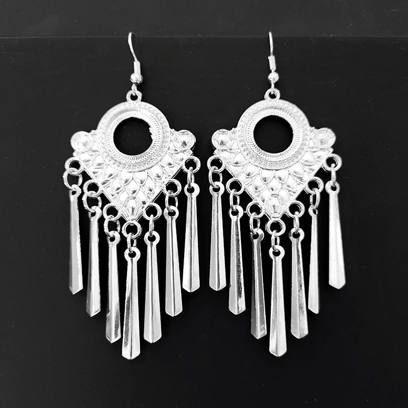 National Style Lotus EarringsGuizhou manual Miao Yin Retro Changliusu Exaggeration ethnic style Miao Nationality silver atmosphere Versatile Earrings temperament female Earrings