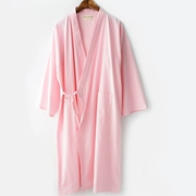 Áo ngủ cotton nightdress nữ mùa xuân và mùa hè mùa hè cotton đồ ngủ Nhật Bản solid color kimono áo choàng tắm quần áo hấp dịch vụ nhà