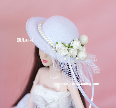 taobao agent Hand -made princess flower pearl wedding doll hoodes 30 cm replacement doll hat hat multi -color