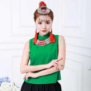 Hoa gốc gió dân tộc bông và vải lanh tay-nút vest Trung Quốc retro mỏng giảm béo nhỏ vest vest vest