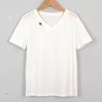 Летняя весенняя белая мини-юбка, футболка, топ, короткий рукав, V-образный вырез