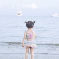 Đồ bơi cho trẻ em Nữ Chia bé gái Công chúa Váy bé gái Đồ bơi cho bé Đồ bơi có mũ Cầu vồng Dễ thương - Bộ đồ bơi của Kid đồ bơi con nít